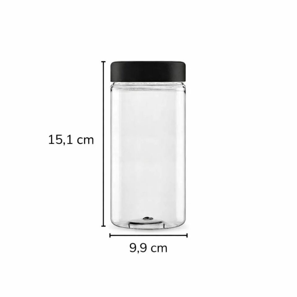 Sarkap 1000 ml 847'li Silindir Pet Kavanoz Siyah