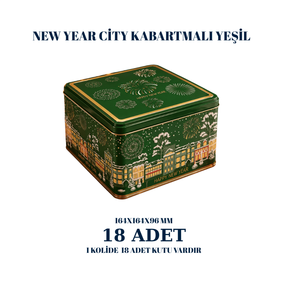 Sarkap 18'li 164x164x96 mm Dekoratif Kutu NewYearYeşil