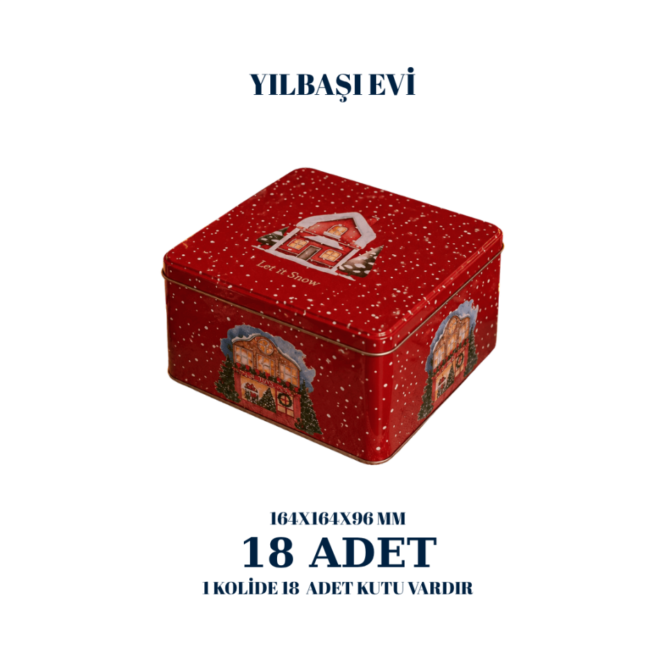 Sarkap 18'li 164x164x96 mm Dekoratif Kutu KırmızıYılbaşıEvi
