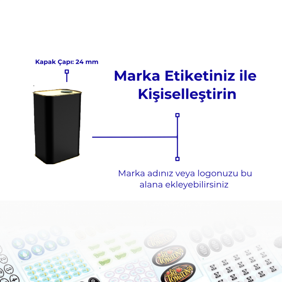 Sarkap 0,175 L 40'lı Zeytinyağı Tenekesi PratikKapak - Siyah