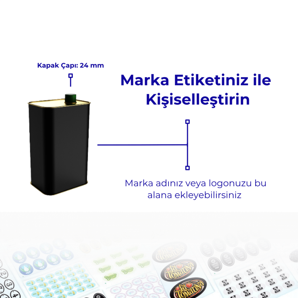 Sarkap 0,175 L 40'lı Zeytinyağı Tenekesi Dobi Kapak - Siyah