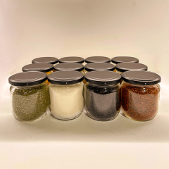 Sarkap Home 12'li 425 ml Mat Siyah Kapaklı Shrinkli Baharatlık Kavanoz