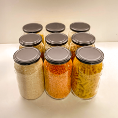 Sarkap Home 9'lu 1000 ml Mat Siyah Kapaklı Shrinkli Baharatlık Kavanoz