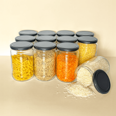 Sarkap Home 12'li 660 ml Mat Siyah Kapaklı Shrinkli Baharatlık Kavanoz