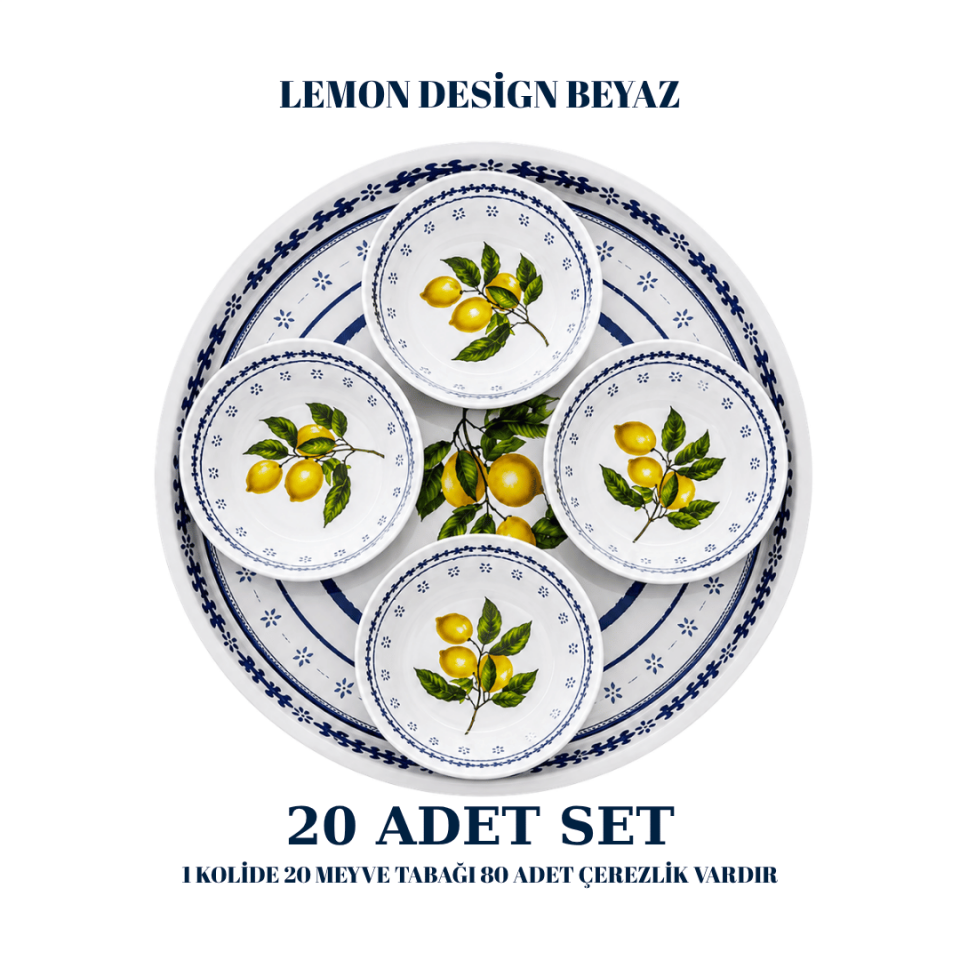 Sarkap Home 20 Adet Meyve Tabağı ve Çerezlik Seti Beyaz