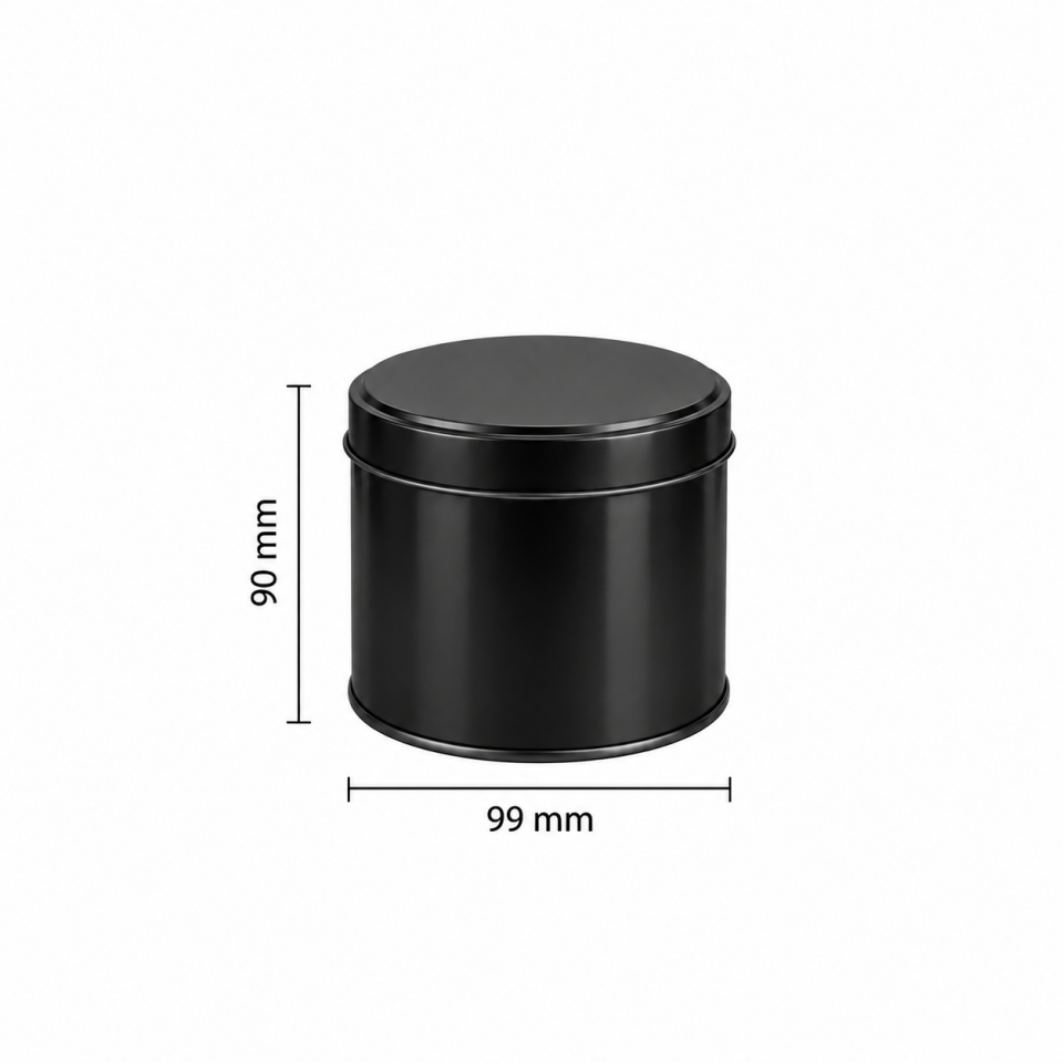 Sarkap 22'li 99x90 mm Yuvarlak 150-200 Gr Çay&Kahve Metal Kutu Mat Siyah