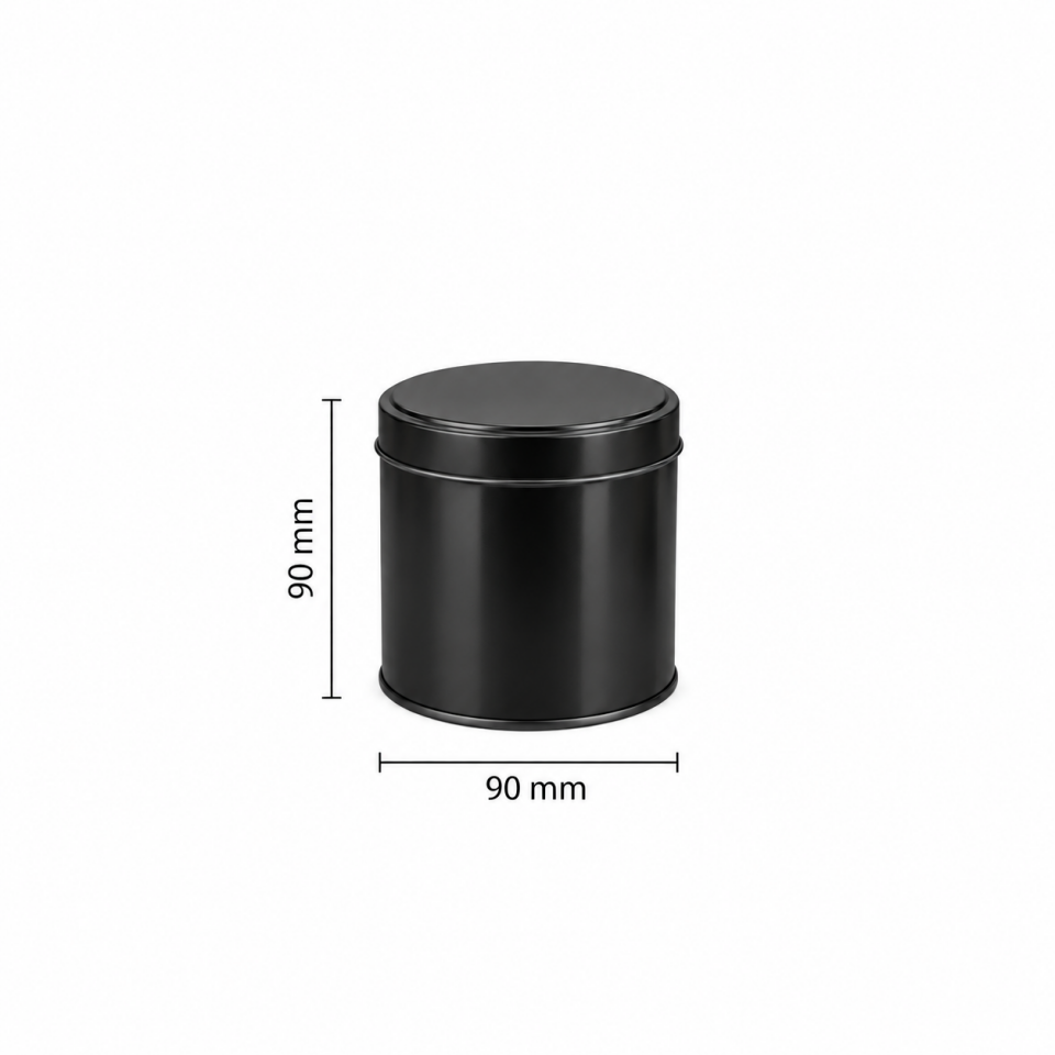 Sarkap 25'li 90x90 mm Yuvarlak 125-175 Gr Çay&Kahve Metal Kutu Mat Siyah