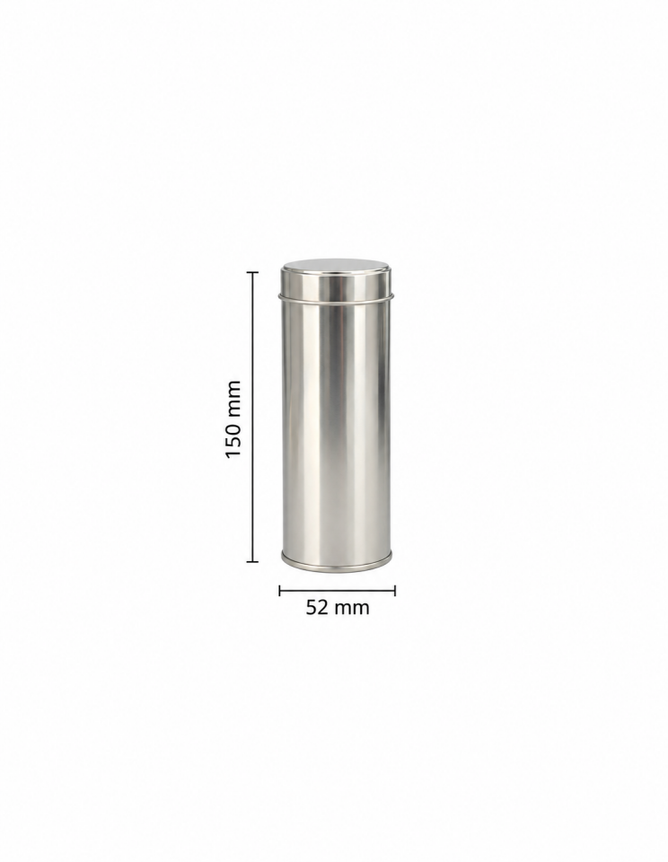 Sarkap 100'lü 52x150 mm Yuvarlak 50-100 Gr Çay&Kahve Metal Kutu Silver