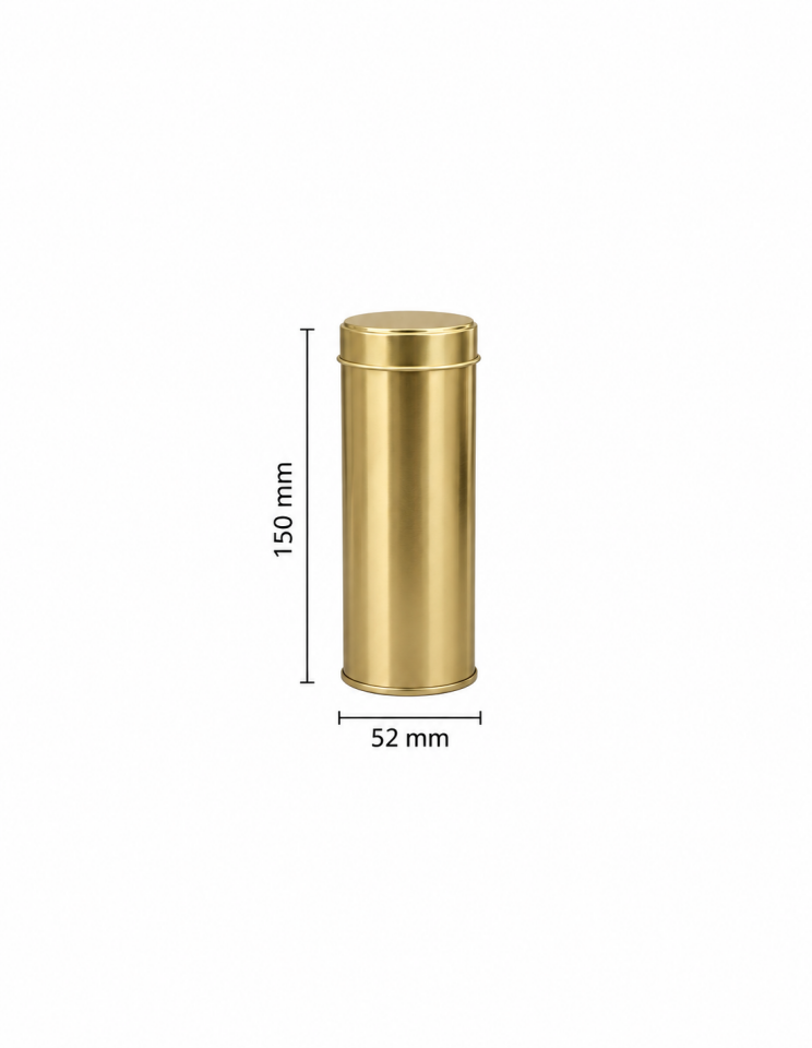Sarkap 100'lü 52x150 mm Yuvarlak 50-100 Gr Çay&Kahve Metal Kutu Gold