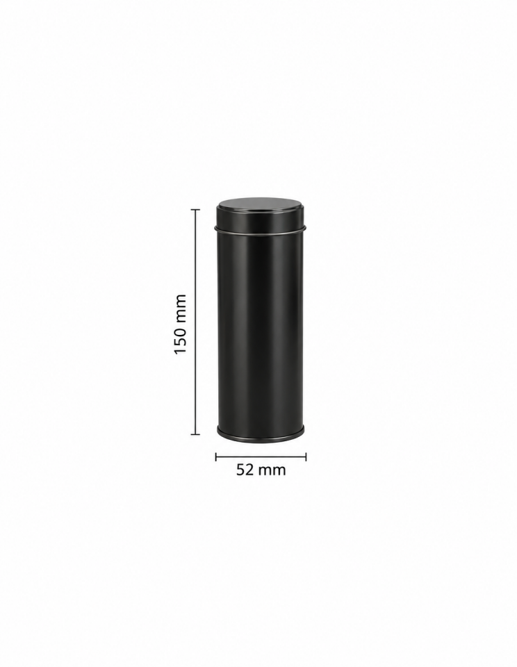 Sarkap 100'lü 52x150 mm Yuvarlak 50-100 Gr Çay&Kahve Metal Kutu Mat Siyah