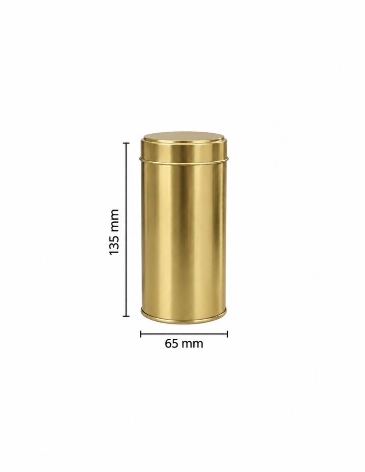 Sarkap 50'li 65x135 mm Yuvarlak 50-100 Gr Çay&Kahve Metal Kutu Gold