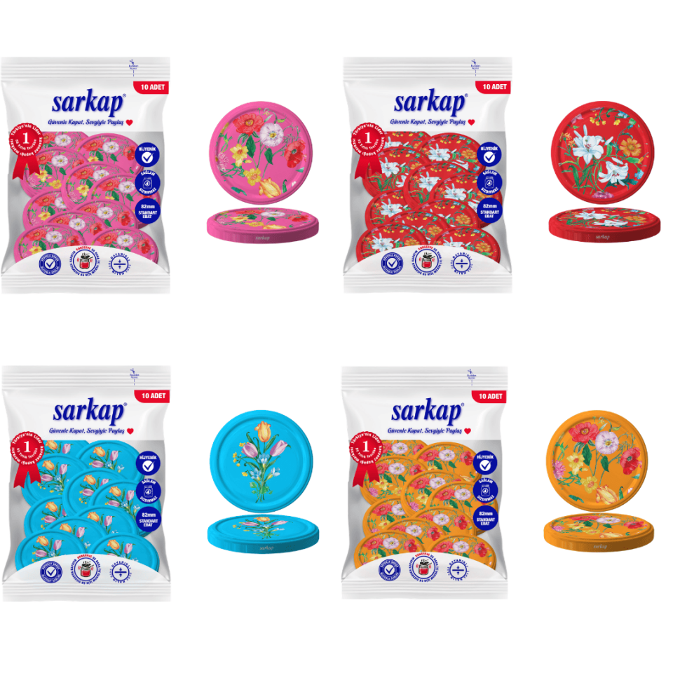 Hijyenik 82 mm Kapak 10lu Paket x 4 Adet RenkliÇiçekSerie