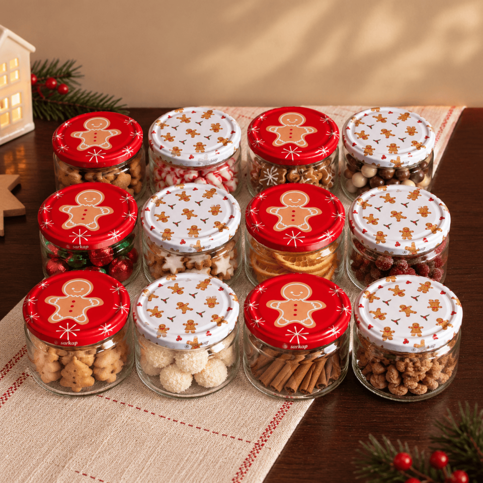 Sarkap Home 12'li 300 ml Kapaklı Kavanoz Seti GingerBread