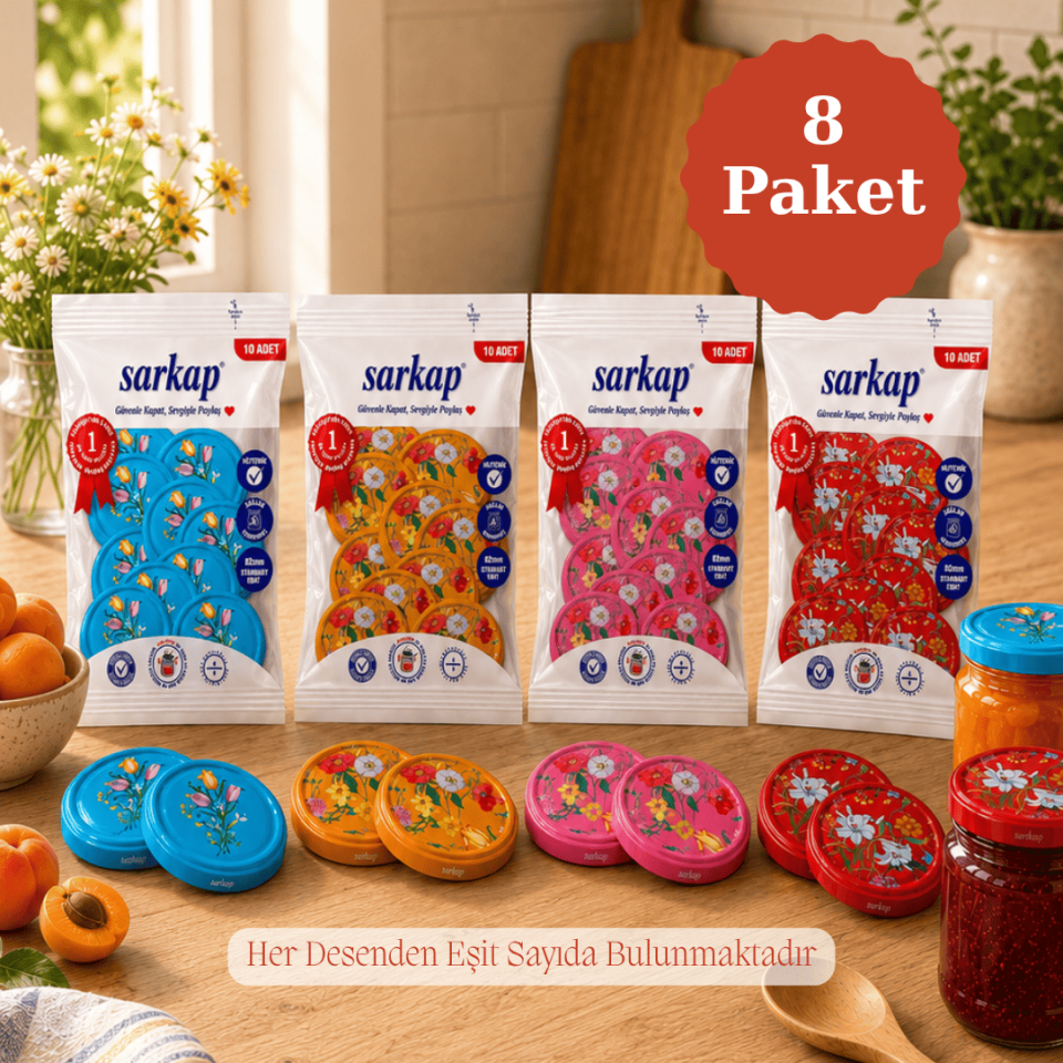 Hijyenik 82 mm Kapak 10lu Paket x 8 Adet RenkliÇiçekSerie