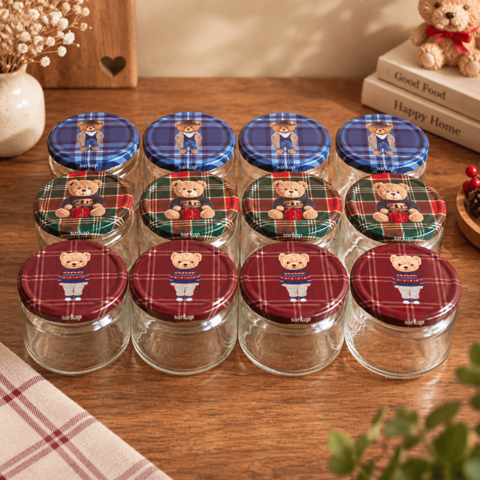 Sarkap Home 12'li 300 ml Kapaklı Kavanoz Seti TeddyBear