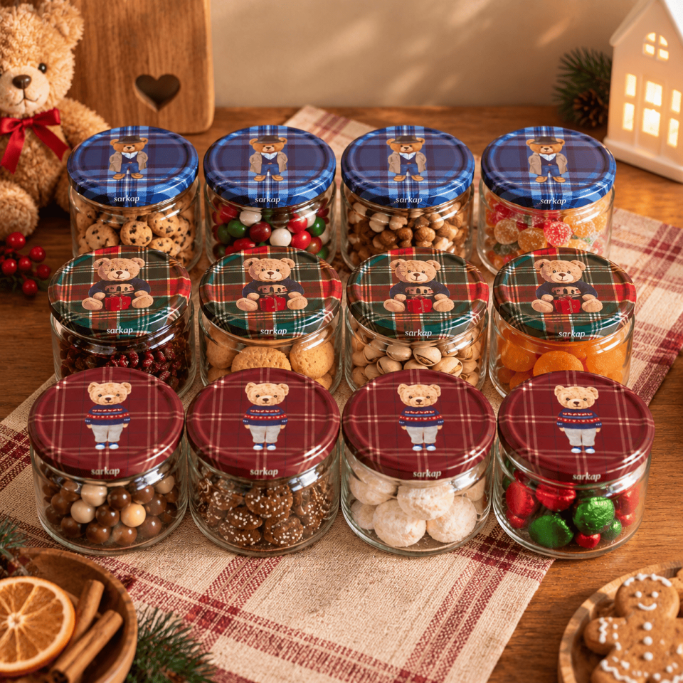 Sarkap Home 12'li 300 ml Kapaklı Kavanoz Seti TeddyBear