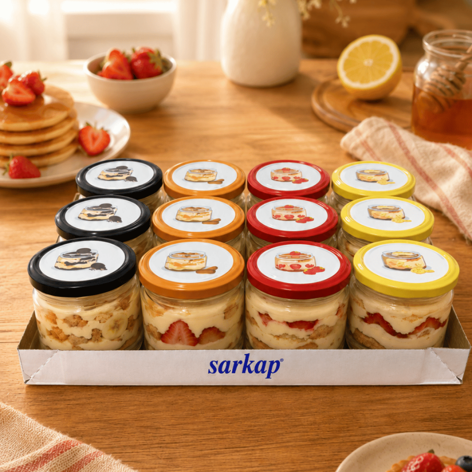 Sarkap Home 12'li 300 ml Kapaklı Kavanoz Seti MagnoliaSeri