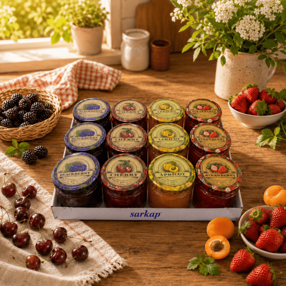 Sarkap Home 12'li 300 ml Kapaklı Kavanoz Seti JamsSeri