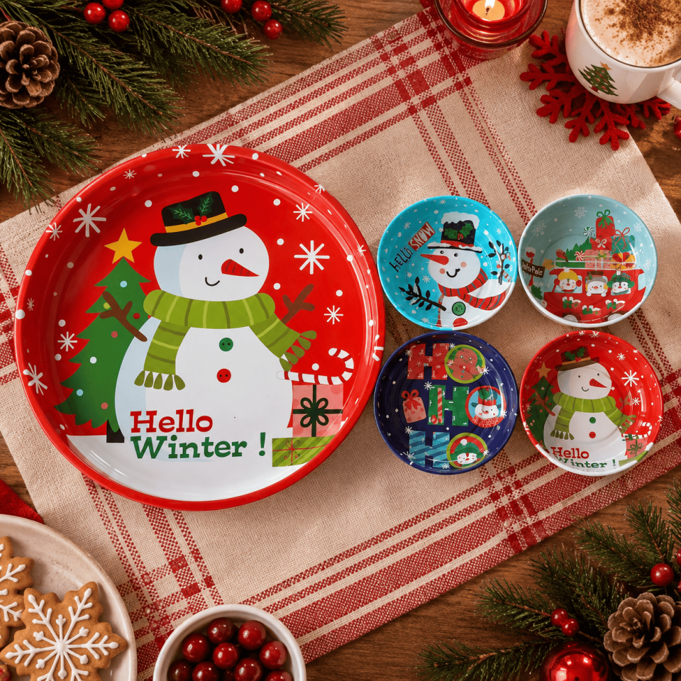 Sarkap Home 26 Cm Meyve Tabağı ve 4'lü Çerezlik Seti WinterTime