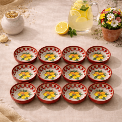 Sarkap Home 10 cm Çap, 3.2 cm Yükseklik 12'li Dondurmalık ve Çerezlik Seti LemonDesignKırmızı