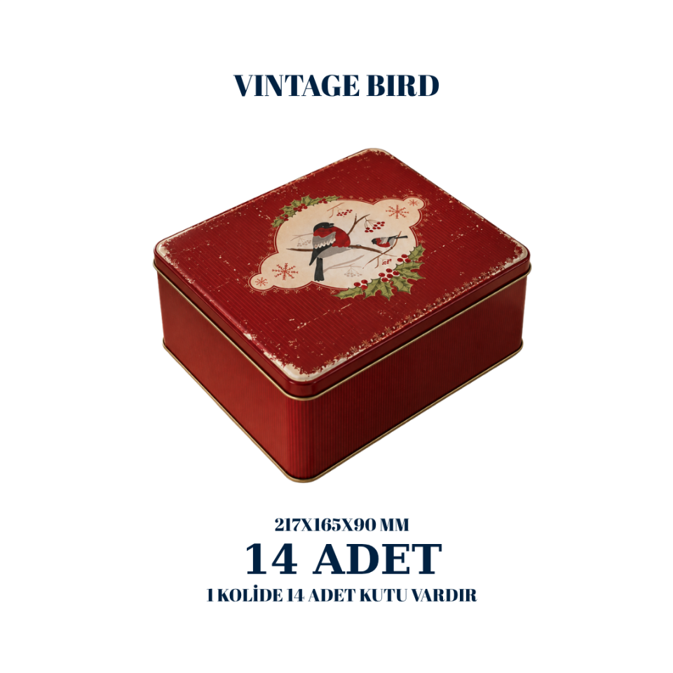 Sarkap 14'lü 217x165x90 mm Dekoratif Kutu VintageBird