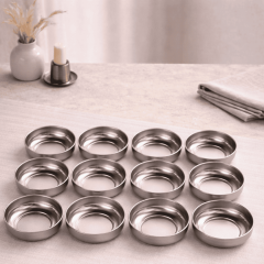 Sarkap Home 10 cm Çap, 3.2 cm Yükseklik 12'li Dondurmalık ve Çerezlik Seti Silver