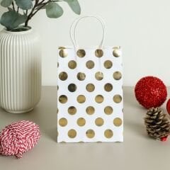 3'lü 15x20 Gri Puantiye Kraft Kağıt Poşet Çanta Sarı