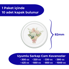 Hijyenik Paketli 10 Adet Kavanoz Kapağı Çiçek Desenler 82 mm Yeşil Buket