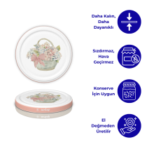 Hijyenik Paketli 10 Adet Kavanoz Kapağı Çiçek Desenler 82 mm Pembe Buket