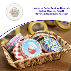 Hijyenik Paketli 10 Adet Kavanoz Kapağı Çiçek Desenler 82 mm Pembe Buket