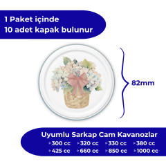 Hijyenik Paketli 10 Adet Kavanoz Kapağı Çiçek Desenler 82 mm Mavi Buket