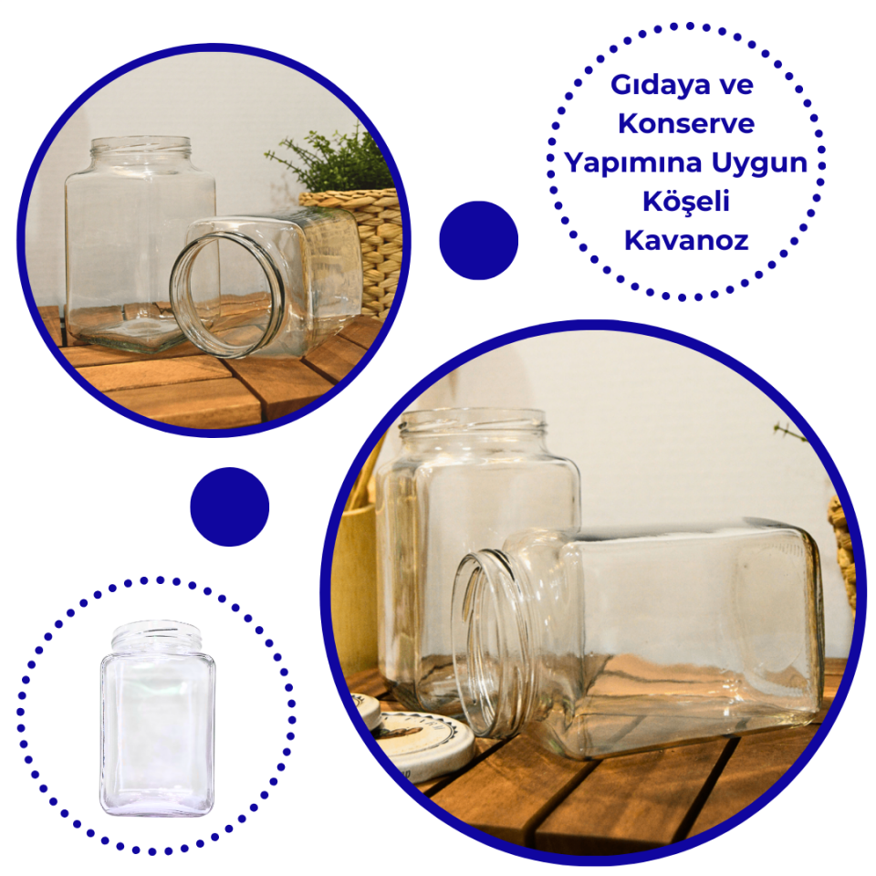 Sarkap 850 ml 2156 Adet Paletli Shrinkli Kapaksız Köşeli Cam Kavanoz