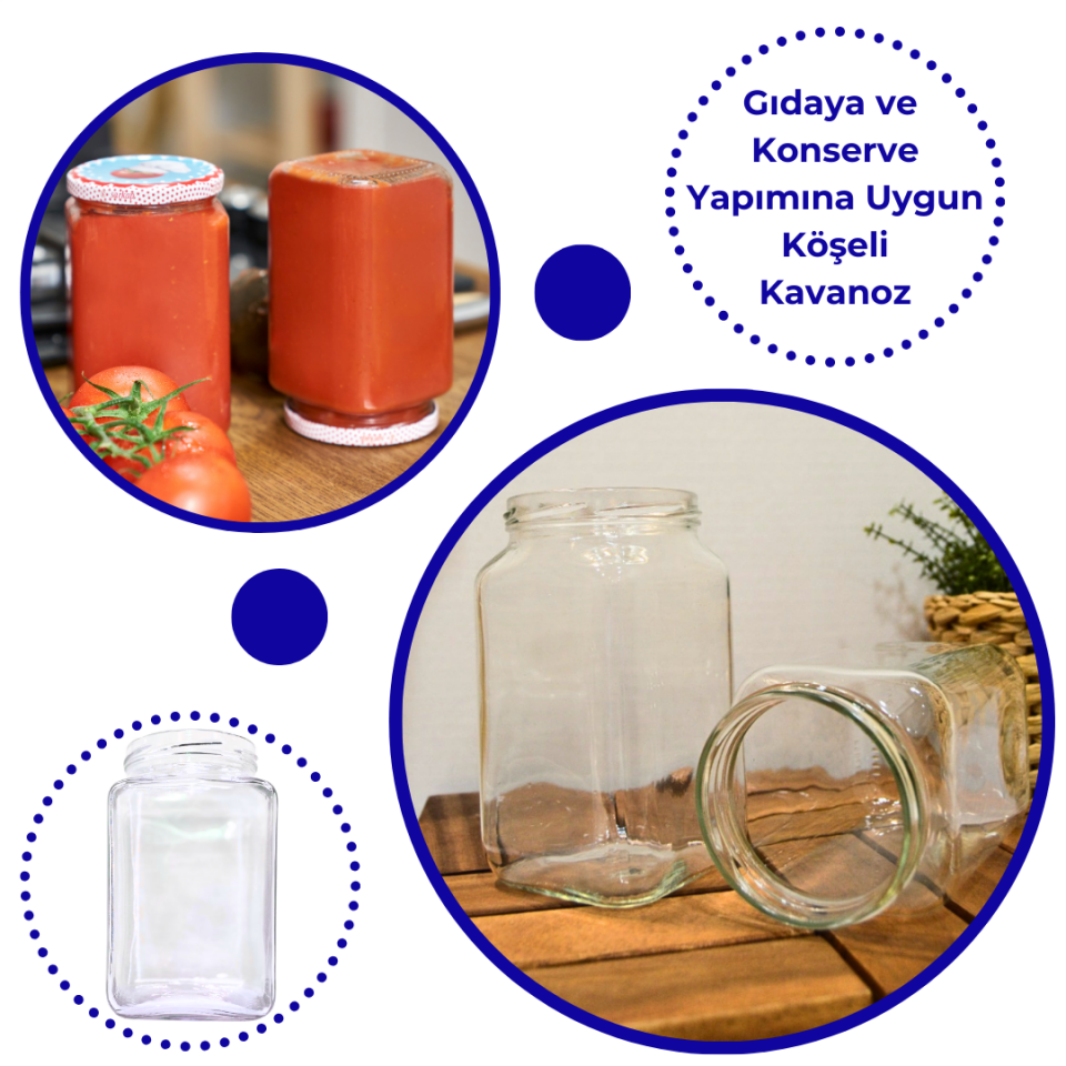 Sarkap 1000 ml 1560'lı Kapaksız Köşeli Cam Kavanoz