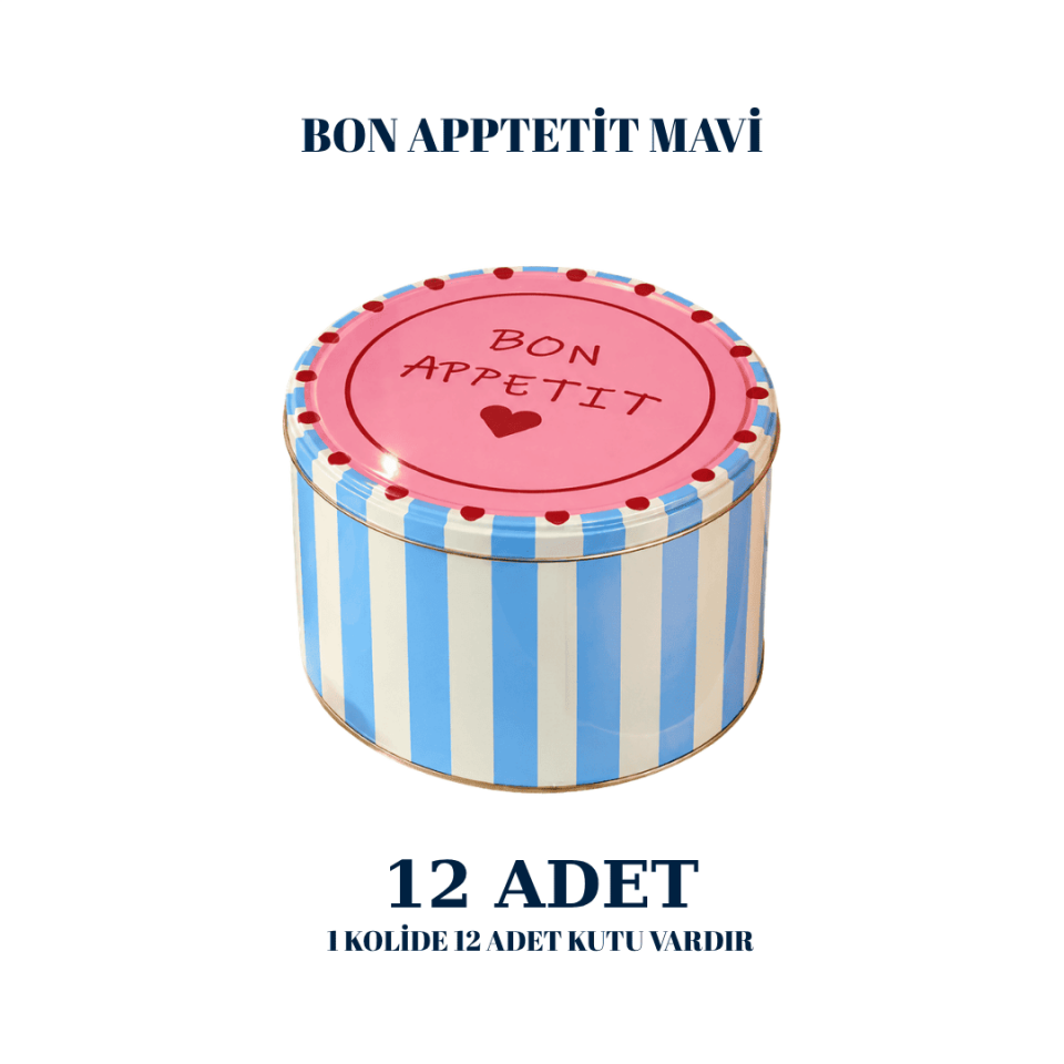 Sarkap 12'li Yuvarlak Metal Saklama Kutusu - 3,4 L 190x120 mm BonappetitMavi
