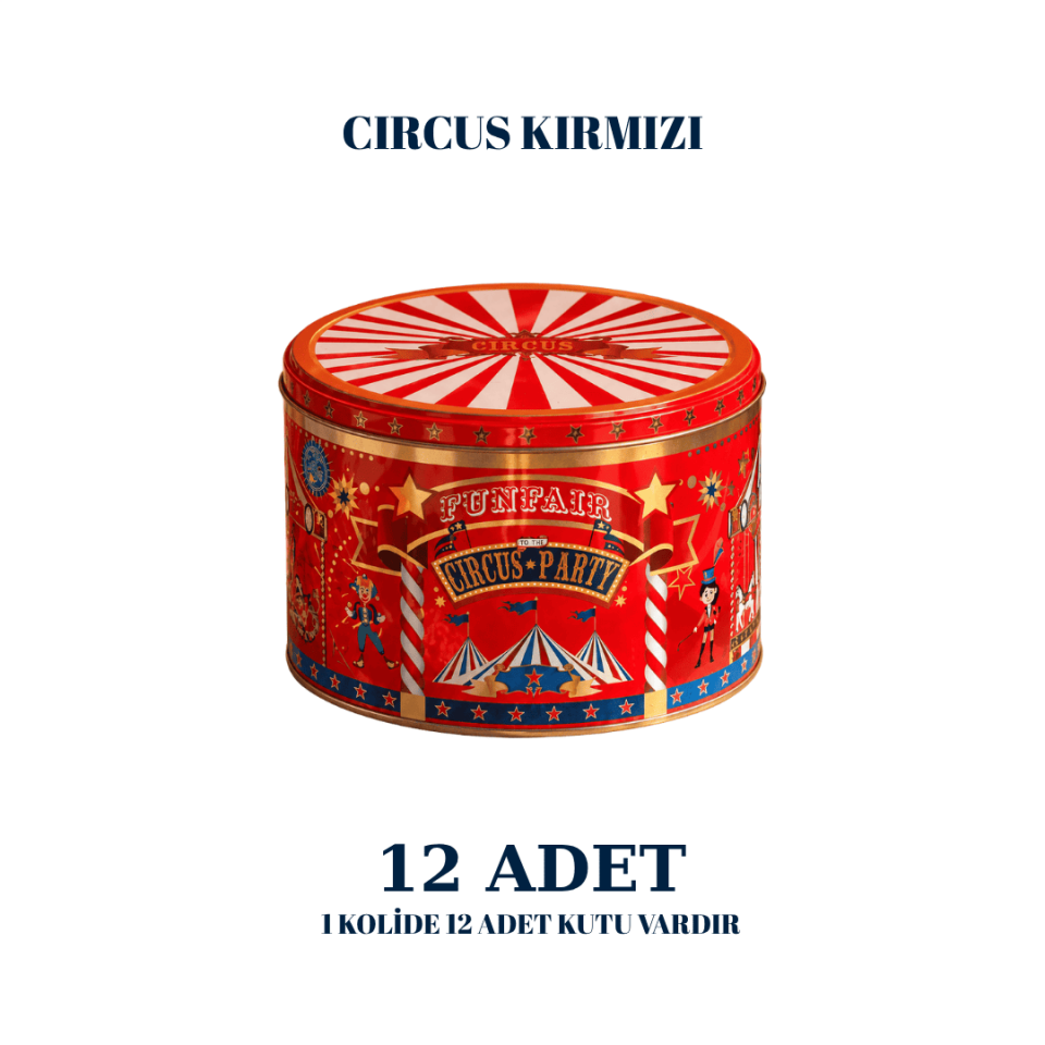 Sarkap 12'li Yuvarlak Metal Saklama Kutusu - 3,4 L 190x120 mm CircusKırmızı