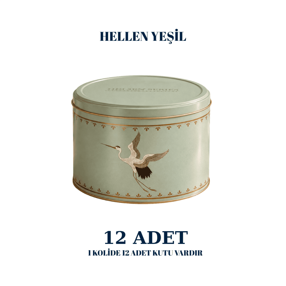 Sarkap 12'li Yuvarlak Metal Saklama Kutusu - 3,4 L 190x120 mm HellenYeşil