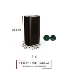 Sarkap 1 L (1000 ml) 510 Adet Paletli Kapaklı Zeytinyağı Tenekesi PratikKapak - Mat Siyah