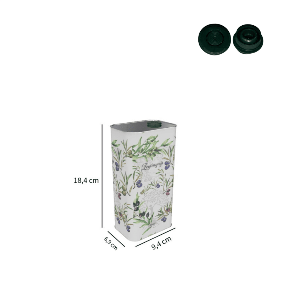 Sarkap 1 L 510'lu  Zeytinyağı Tenekesi PratikKapak - Beyaz Yeşil Zeytin