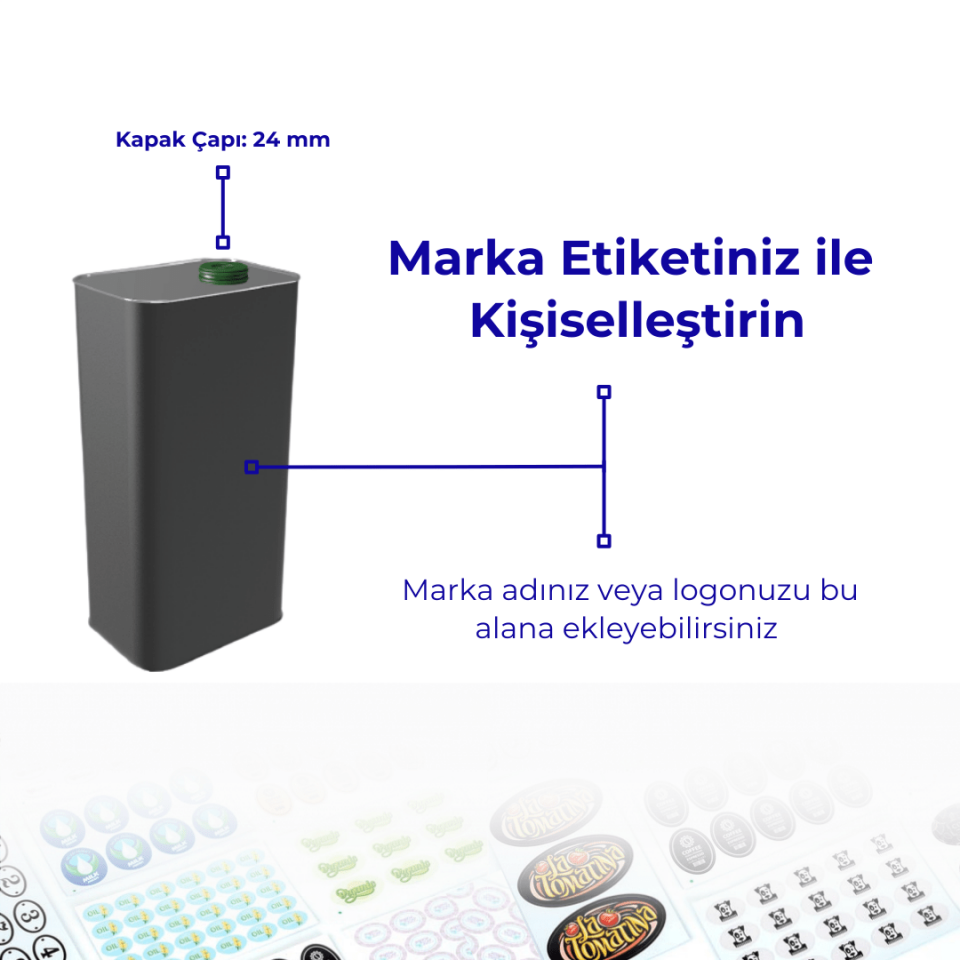 Sarkap 1 L 510'lu  Zeytinyağı Tenekesi PratikKapak - Koyu Siyah