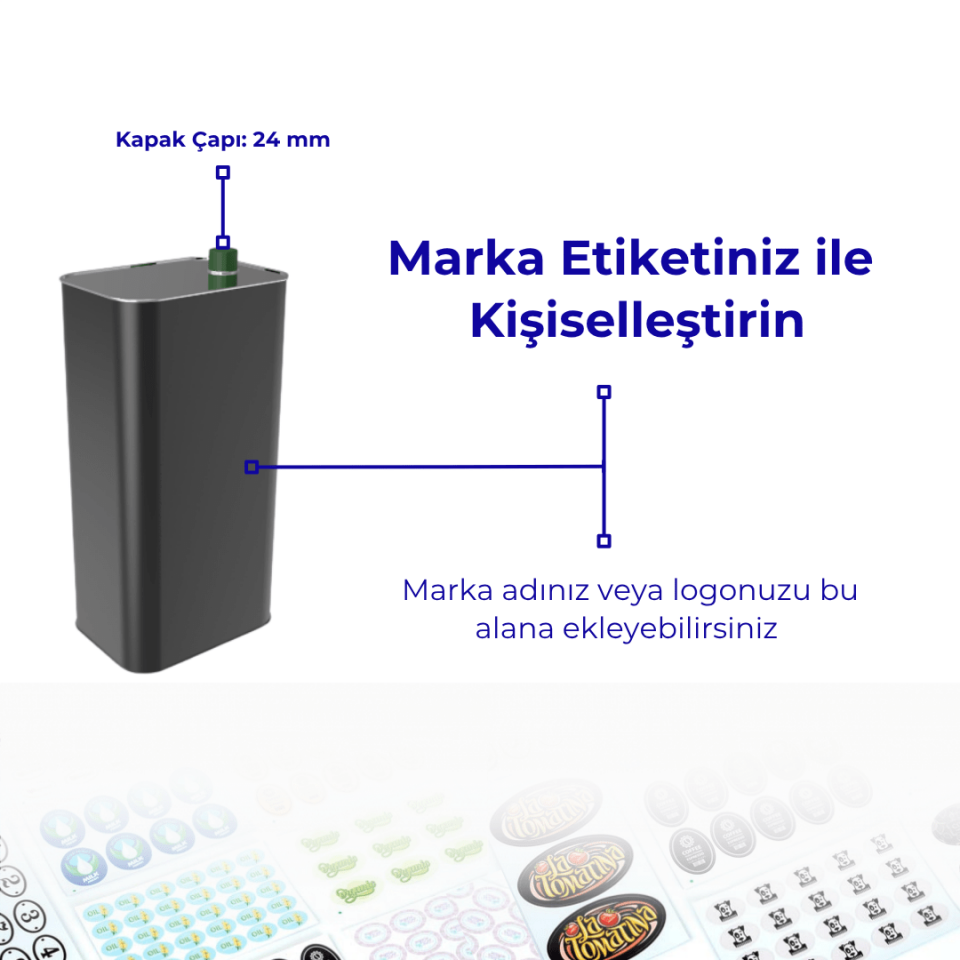 Sarkap 1 L 510'lu  Zeytinyağı Tenekesi Dobi Kapak - Koyu Siyah
