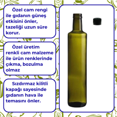 Sarkap 250 ml Dorika Kapaklı Cam Zeytinyağı Şişesi Yağdanlık Yeşil Akıtmalı Kapak