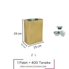 Sarkap 2 L (2000 ml) 400 Adet Paletli Kapaklı Kulplu Zeytinyağı Tenekesi Gold