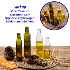 Sarkap 250 ml Dorika Kapaklı Cam Zeytinyağı Şişesi Yağdanlık Yeşil Akıtmasız Kapak