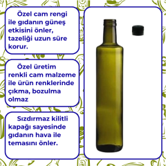 Sarkap 250 ml Dorika Kapaklı Cam Zeytinyağı Şişesi Yağdanlık Yeşil Akıtmasız Kapak