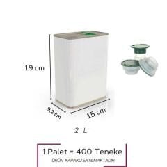 Sarkap 2 L (2000 ml) 400 Adet Paletli Kapaklı Kulplu Zeytinyağı Tenekesi Beyaz