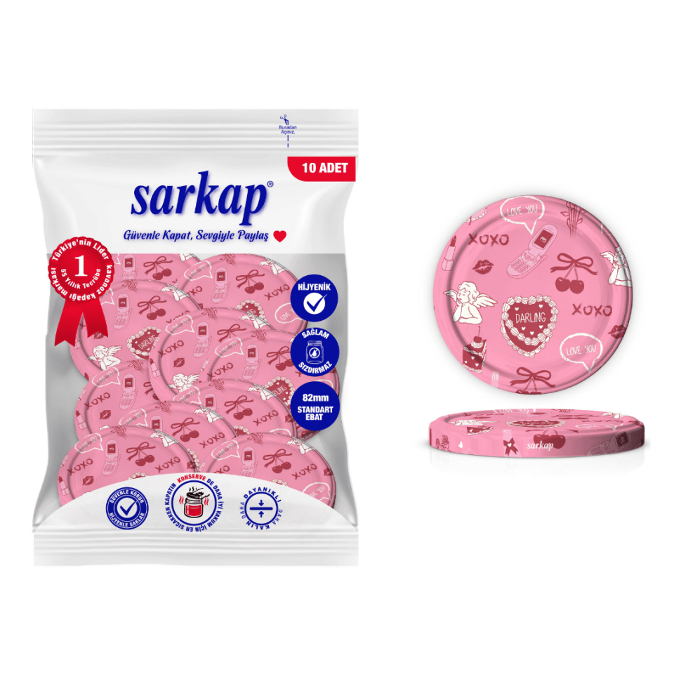 Hijyenik Paketli 10'lu 82 mm Kapak - Love Seri XOXO