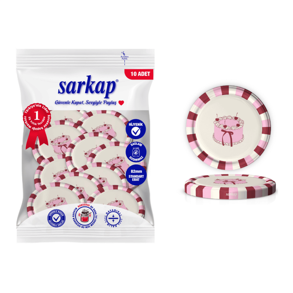 Hijyenik Paketli 10'lu 82 mm Kapak - Love Seri Cake