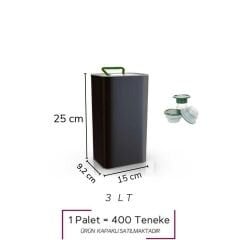 Sarkap 3 L (3000 ml) 400 Adet Paletli Kapaklı Kulplu Zeytinyağı Tenekesi Mat Siyah