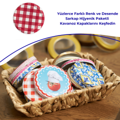 Hijyenik Paketli 10 adet Kavanoz Kapağı – Mat Ekose – 82 mm Kırmızı