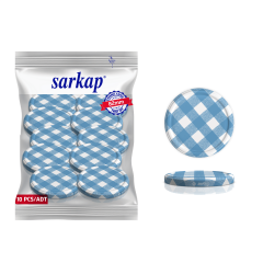 Hijyenik Paketli 10 adet Kavanoz Kapağı – Mat Ekose – 82 mm Mavi